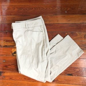 Khaki colored cropped chino pants